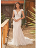 Cap Sleeves Ivory Lace Tulle Fashion Wedding Dress